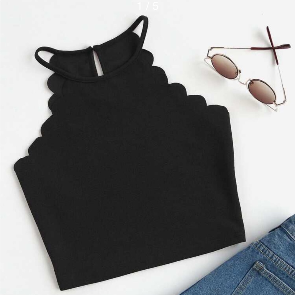 SHEIN halter crop top with scallop hem size medium